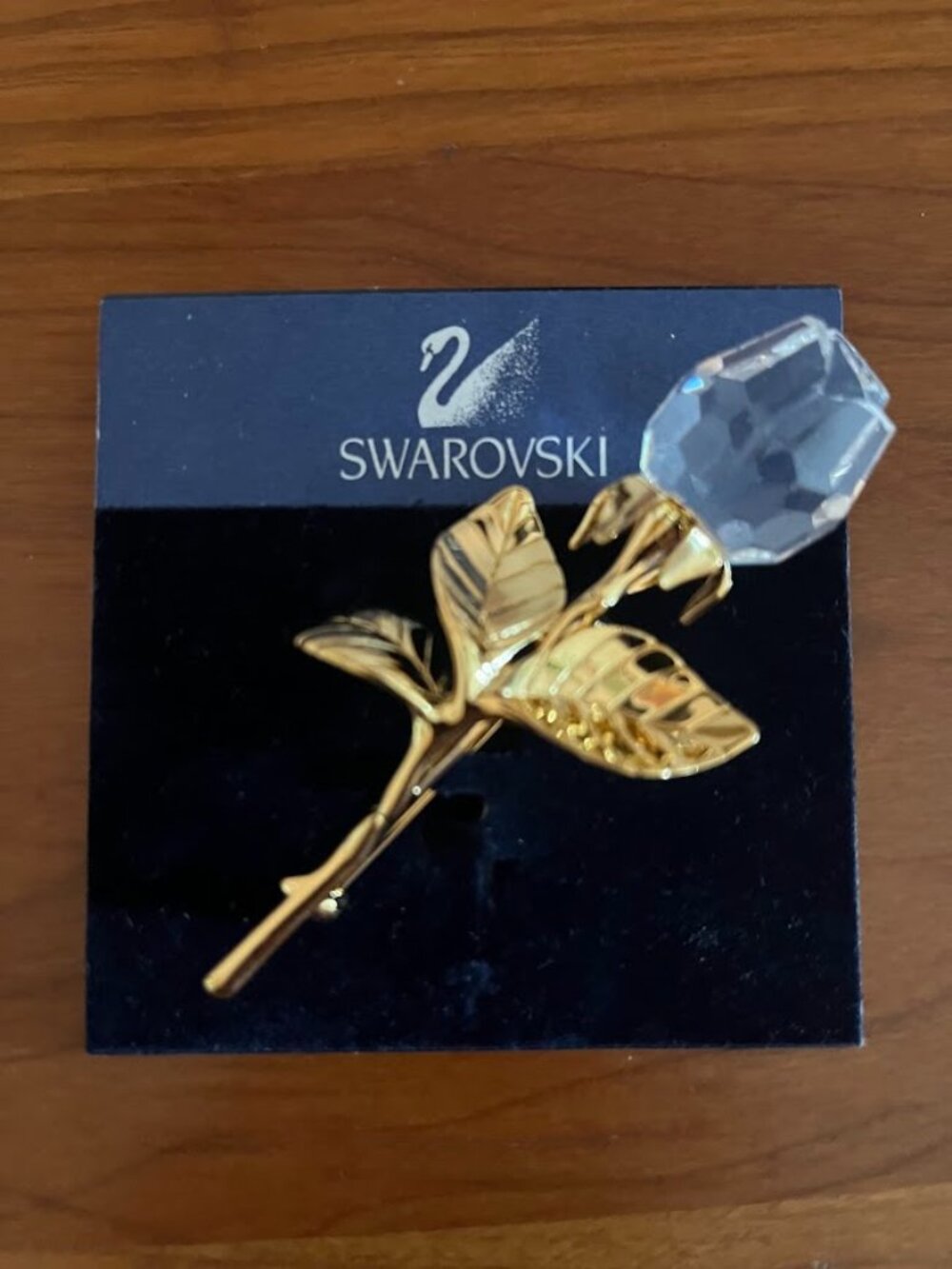 Swarovski Crystal Memories Rose Tulip Brooch Pin Gold Signed Swan Logo